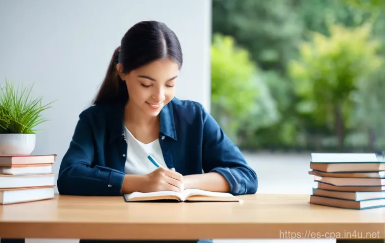 CPA 합격의 가장 중요한 요소 - **A modern and tech-savvy CPA candidate, with a professional yet approachable demeanor, is engaging ...