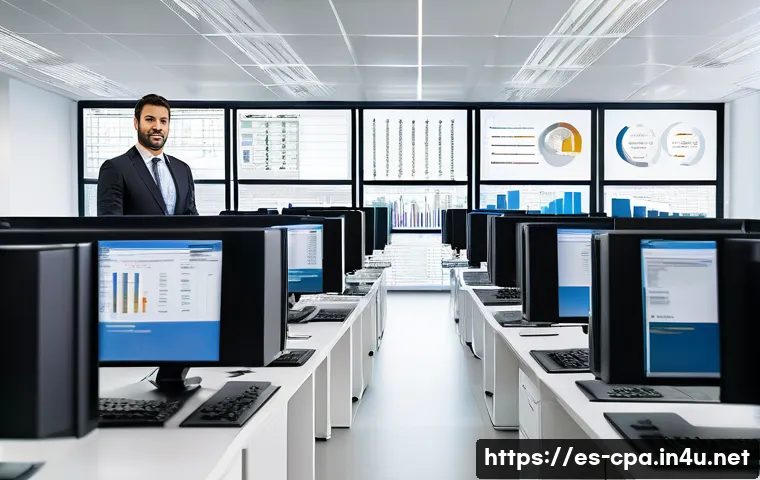 공인회계사와 개인 회계의 차이 - A professional Certified Public Accountant (CPA) in a modern office setting in Spain, dressed in for...
