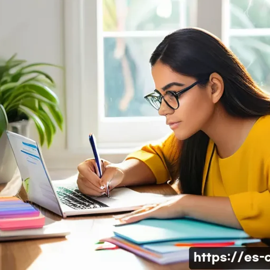 CPA 실기 시험 팁 - A focused young adult Hispanic woman studying at a wooden desk in a bright, cozy room decorated with...