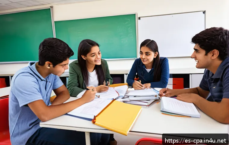 CPA 시험에 유리한 대학 전공 - A modern classroom setting in a Latin American university, featuring diverse young adult students st...